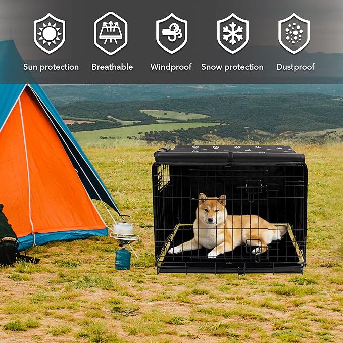 Pet Prime Dog Crate Cover 30 Inch for Wire Crate 600D Oxford Fabric Indoor/Outdoor Durable Waterproof & Windproof Pet Kennel Cage Cover(30"x18"x21")
