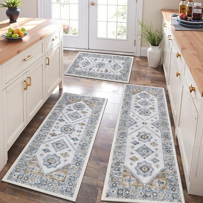 HEBE Boho Kitchen Rug Sets 3 Piece