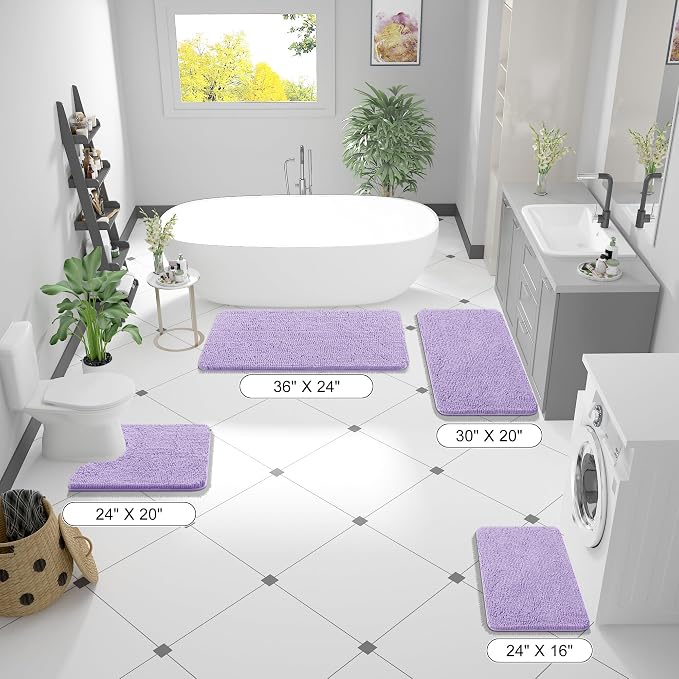 OLANLY Bathroom Rugs 36x24, Extra Soft Absorbent Chenille Bath Rugs, Rubber