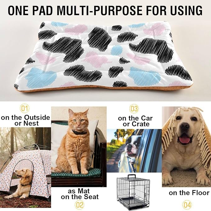 Pet Bed Milk Cow Print Dog Bed Mat Absorbing Non Slip Pad Pet Sleeping Mat for Small, Medium, and Large Dogs Puppy Cat 36 in x 24 in