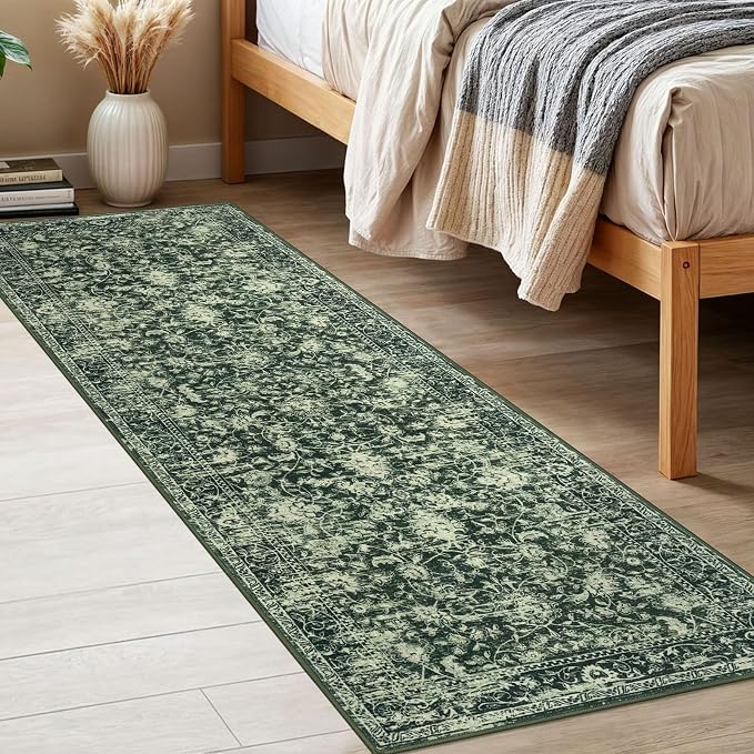 KILOCOCO Hallway Runner 2x6 Rug Runner Printed Vintage Floral Washable Kitchen