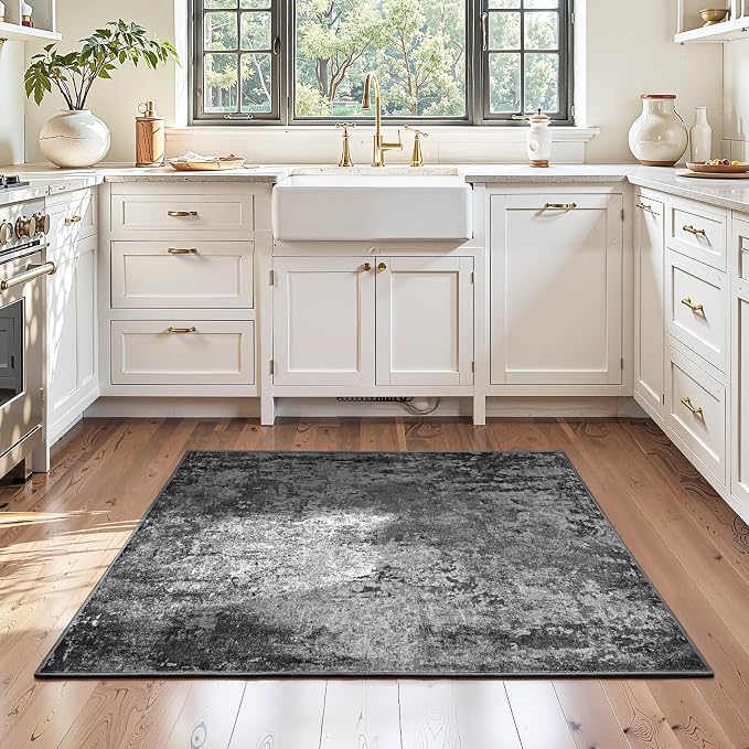 Entryway Rug 3x4 Black Bedroom Area Rug Washable Non Slip Abstract Boho Rugs