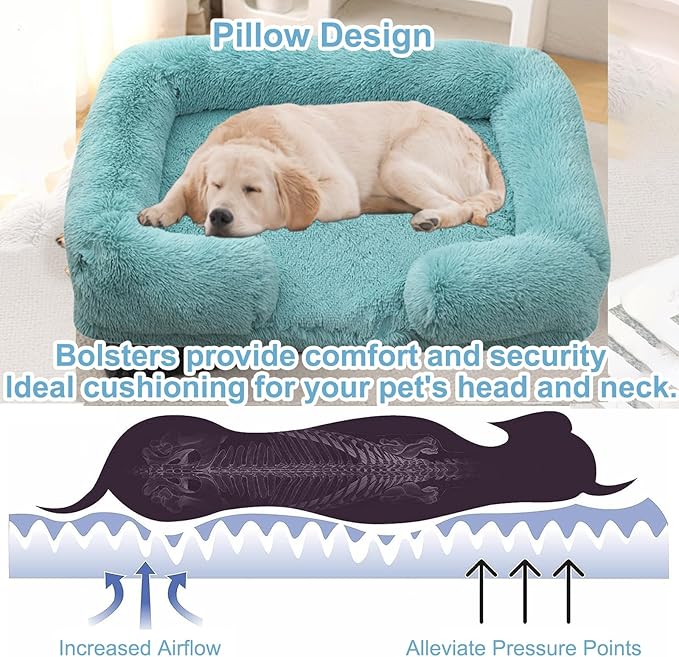 Dog Beds Large Sized dog Orthopedic, Sofa Dog Bed with Waterproof Lining and Nonskid Bottom, Rectangle Washable Dog Bed for Medium Small Dogs and Cats Comfortable ( Color : Green1 , Size : 51 x 35" )