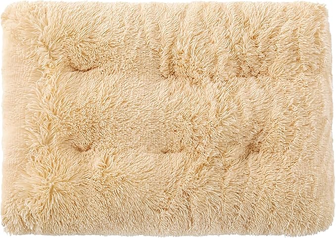 Dog Crate Mat, Dog Bed for Large Dogs, Comfy Fluffy Kennel Pad Anti-Slip for Dog beds & Furniture, Quilted Dog Bed for Pets for Medium/Small Dogs Cats (Color : Apricot, Size : 36x25)