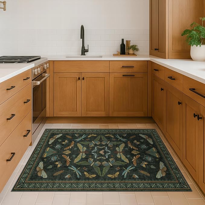 Green and Black Entryway Rug