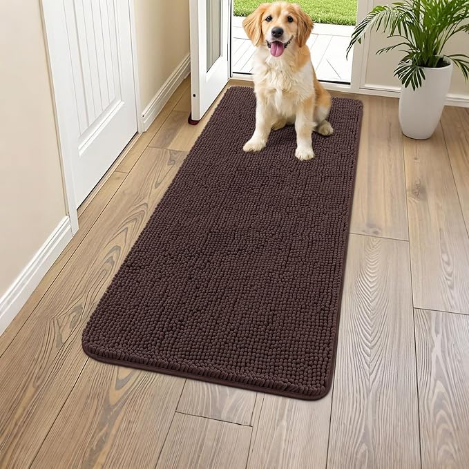 Smiry Dog Door Mat for Muddy Paws 44x24, Absorbent Dirt Trapper, Non-Slip