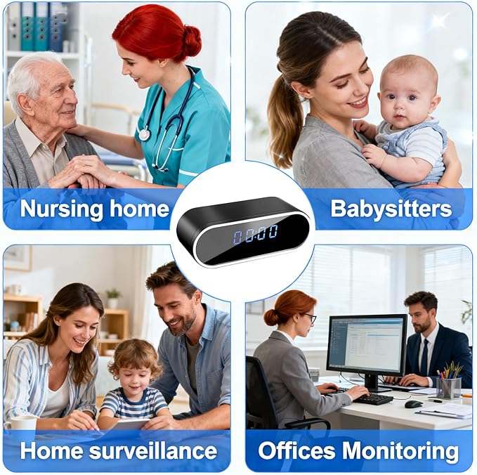 PATTERSON Hidden Camera Smart Clock WiFi - 1080P HD Spy Camera with Night Vision, Motion Detection & Remote Live View, Baby/Elder/Pet Monitor for Home Indoor Security System