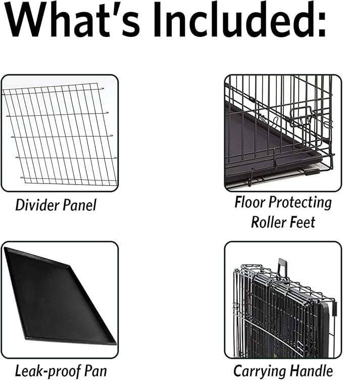 MidWest Homes for Pets XL Ovation Single Door Folding Dog Crate, 48-inches, Space-Saving Patented Up & Away Door, Leak-Proof Pan, Divider Panel, Black