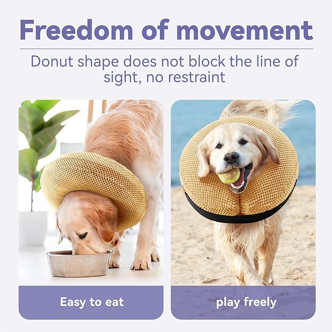Inflatable Dog Cone Collar - Dog Neck Donut Cone Collar Alternative After Surgery - Soft Cone for Large Medium Small Dogs Cats - Alternative Recovery E Collar (Yello, XXL)