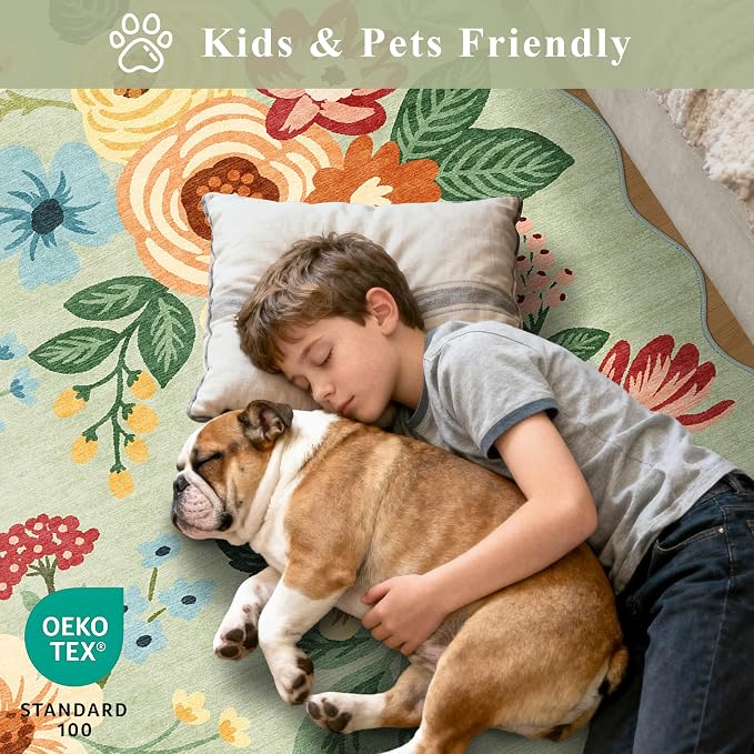 DUKINO 2.6x8 Runner Rug for Hallway, Washable Kitchen Rug