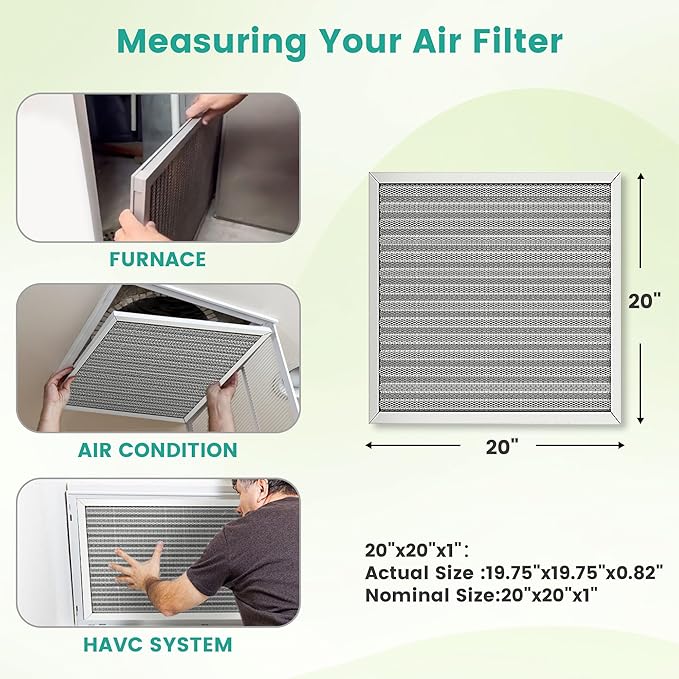 20x20x1 HVAC Furnace Air Filter, Washable Electrostatic Furnace Filter