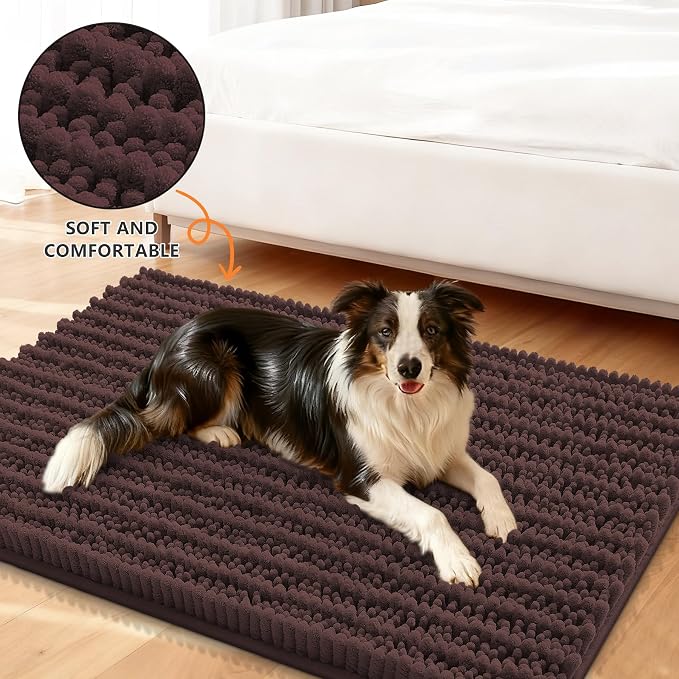 Smiry Dog Door Mat for Muddy Paws 36x24, Absorbent Dirt Trapper, Non-Slip