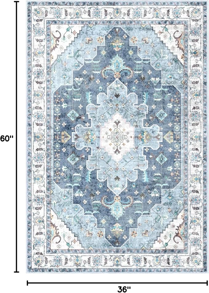 SERISSA Area Rug 3x5 Boho Blue Rugs