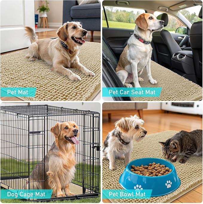 OLANLY Dog Door Mat for Muddy Paws 36x24, Absorbs Moisture and Dirt, Absorbent