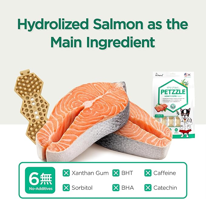 PETZZLE Honeycomb Original Dog Dental Chews, Treats, Dog Teeth Cleaning, Dental Care Snacks - Total Health & Dental Care (Hydrolyzed Salmon Flavor), 14 Treats (4.45 oz.)