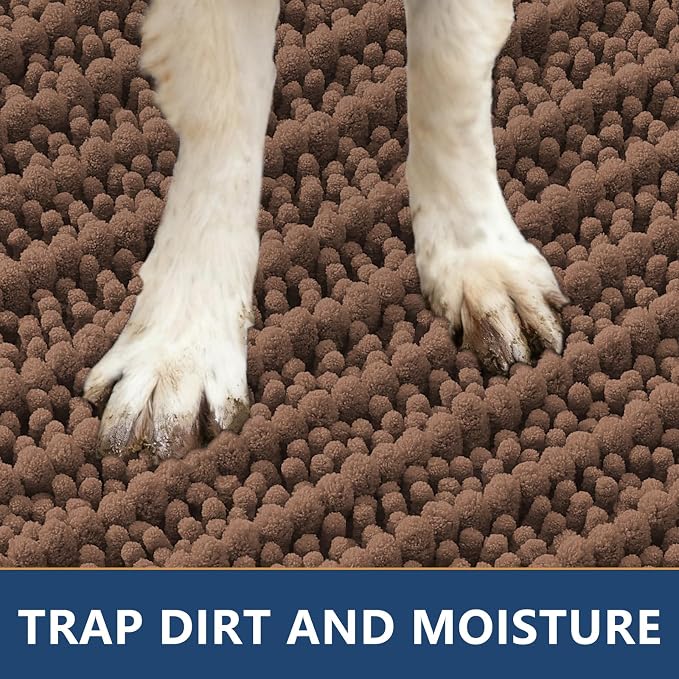 Smiry Dog Door Mat for Muddy Paws 30x20, Absorbent Dirt Trapper, Non-Slip