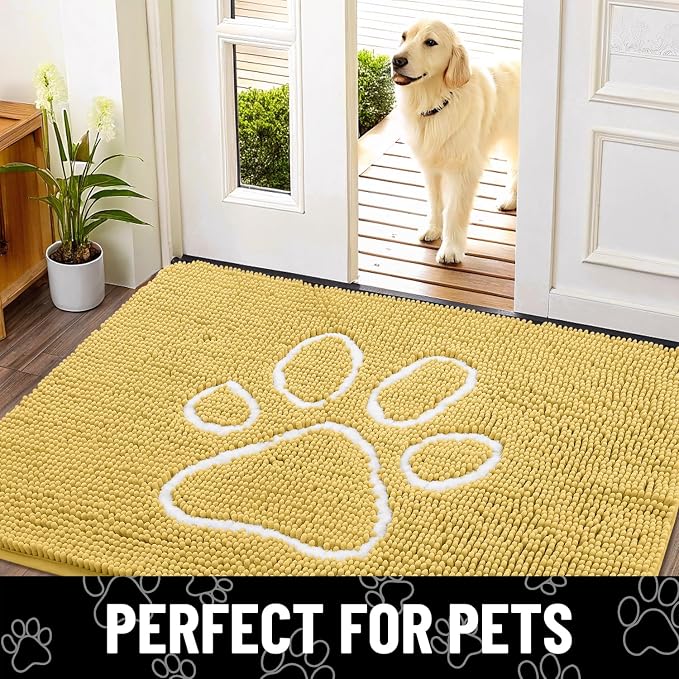 Smiry Dog Door Mat for Muddy Paws, Absorbent Dirt Trapper Non Slip Quick Dry