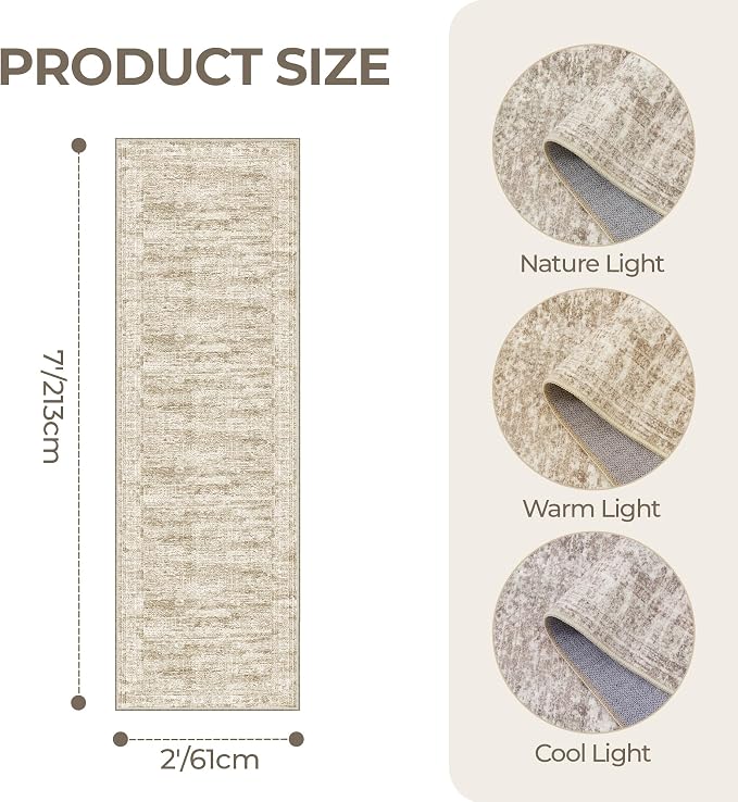 2x7 Runner Rug Non Slip, Thin Entryway Washable Rug