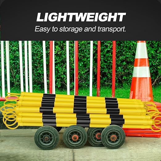 RoadHero 4 Pack 4 FT to 6.9 FT Retractable Cone Bar, Expandable Traffic Cone Bars for Parking Lots, Extendable Barricade for Road Construction, Black and Yellow, Cone Not Included