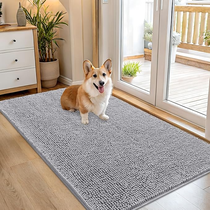 OLANLY Dog Door Mat for Muddy Paws 54x32, Absorbs Moisture and Dirt, Absorbent