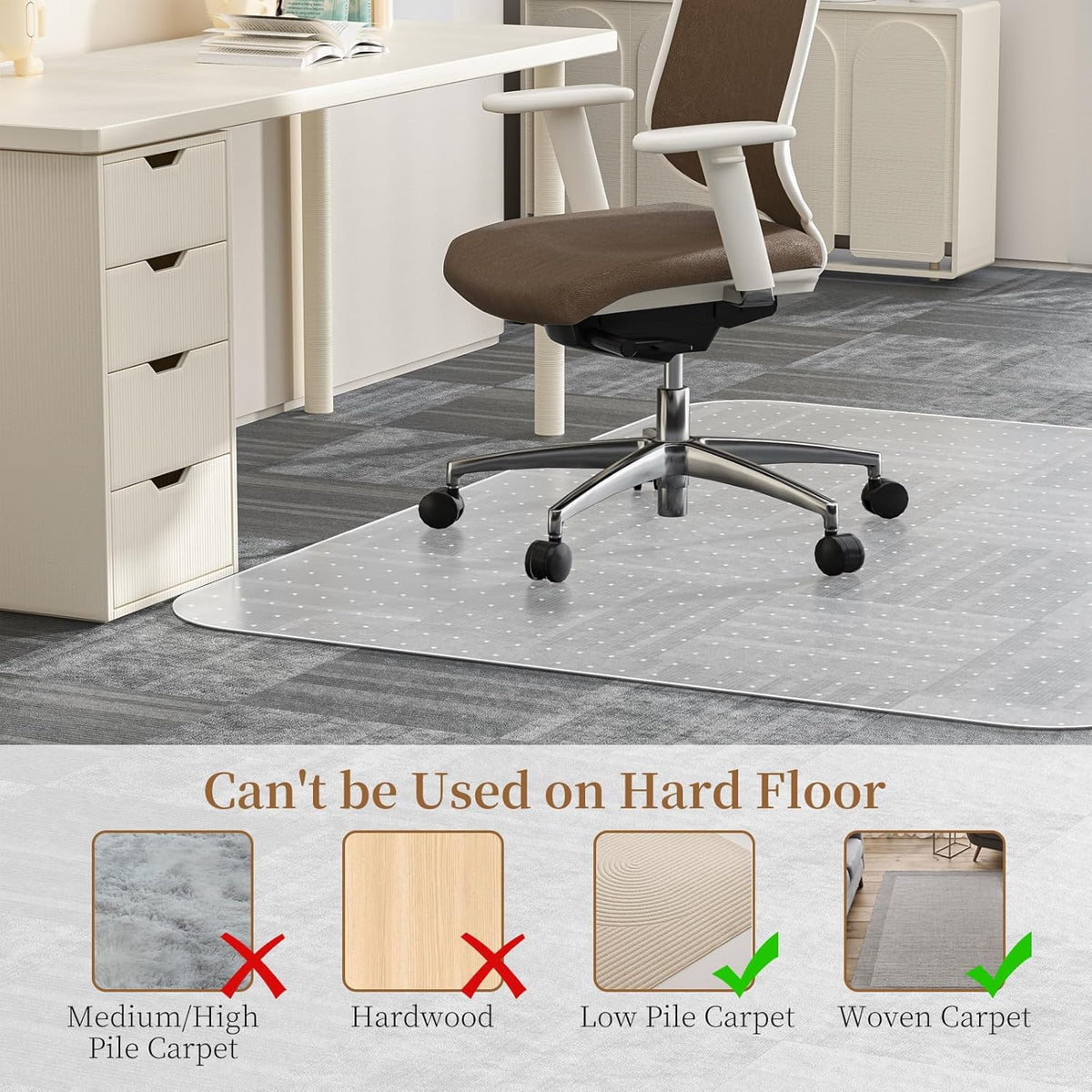 Office Chair Mat for Carpet, 36" X 48" - Ship Flat
