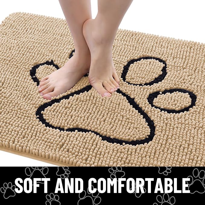 Smiry Dog Door Mat for Muddy Paws, Absorbent Dirt Trapper Non Slip Quick Dry