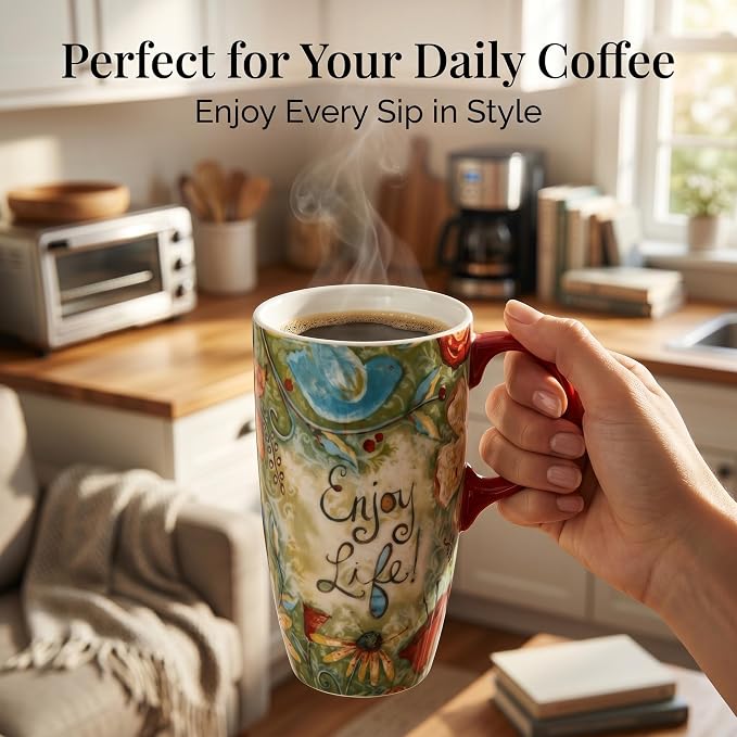 Topadorn 17oz Ceramic Travel Mug