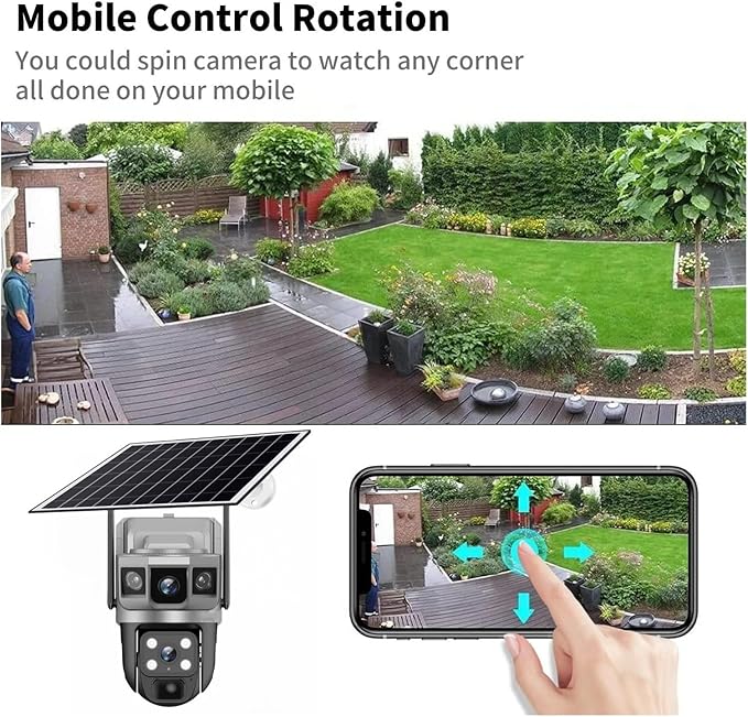 for Outdoor Camera Battery CCTV Monitor 4G SIM Card Network IP Security Pet Camera Motion Detection 3 Screen PTZ Camera(WiFi CCTV No Card)