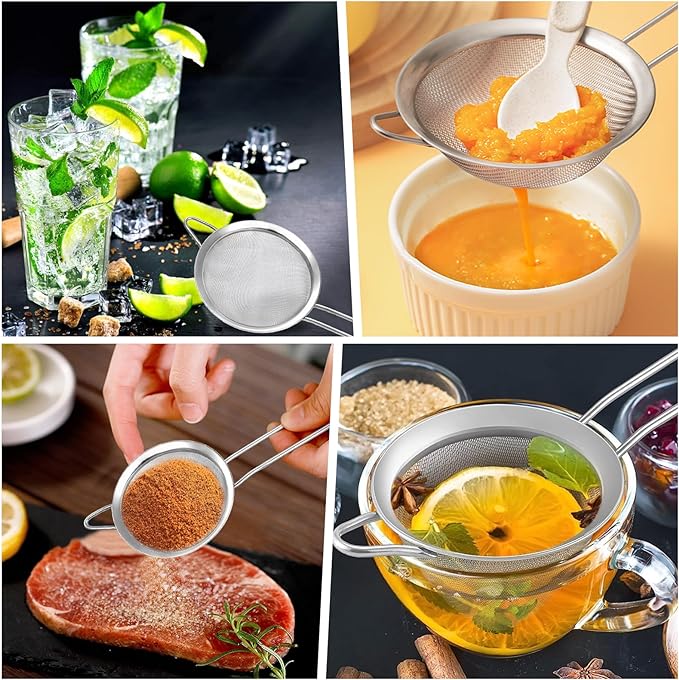 2 Pack Fine Mesh Strainer, Small Stainless Steel Sieves