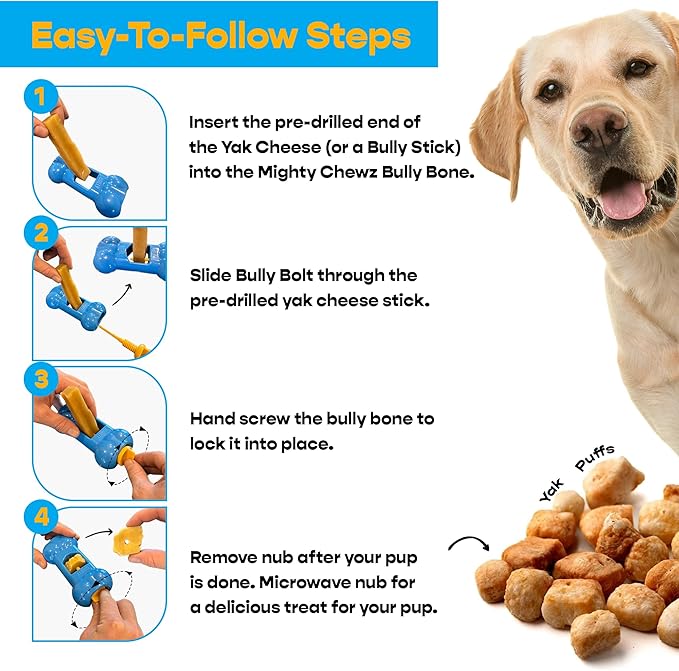 Yak Chew Holder Pack, Large (4 Pieces) - Includes Yak Cheese Holder for Safe, Secure and Smarter Chewing. Also a Bully Stick Holder Too!