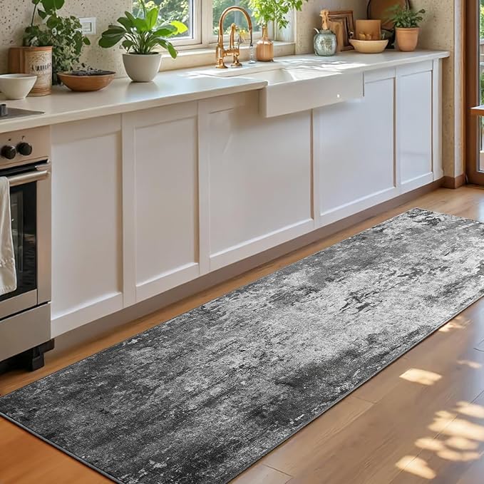 2x6 Black Rug Runners for Hallways Kitchen Runner Rug Non Slip Washable Black
