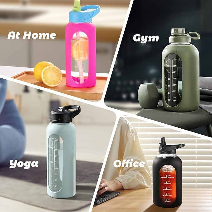 CIVAGO 64 oz Glass Water Bottle