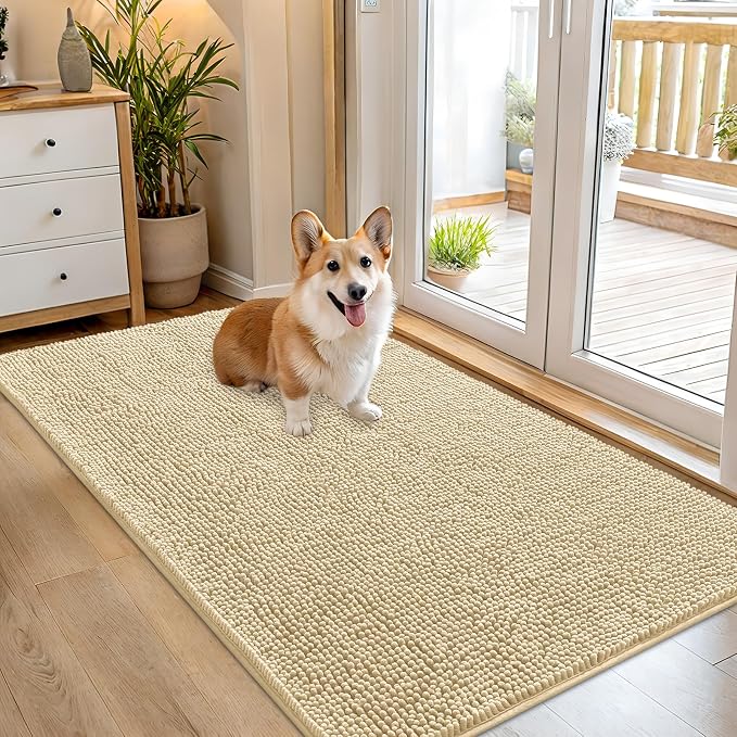 OLANLY Dog Door Mat for Muddy Paws 54x32, Absorbs Moisture and Dirt, Absorbent