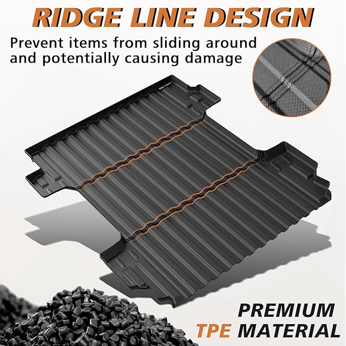 TripleAliners Truck Bed Mat Compatible with 2019-2025 2026 Chevy Silverado 1500/GMC Sierra 1500 Accessories 6.6FT Vehicle Perfectly Flush All Weather Protection TPE Heavy Duty Cargo Mat(Standard Bed)