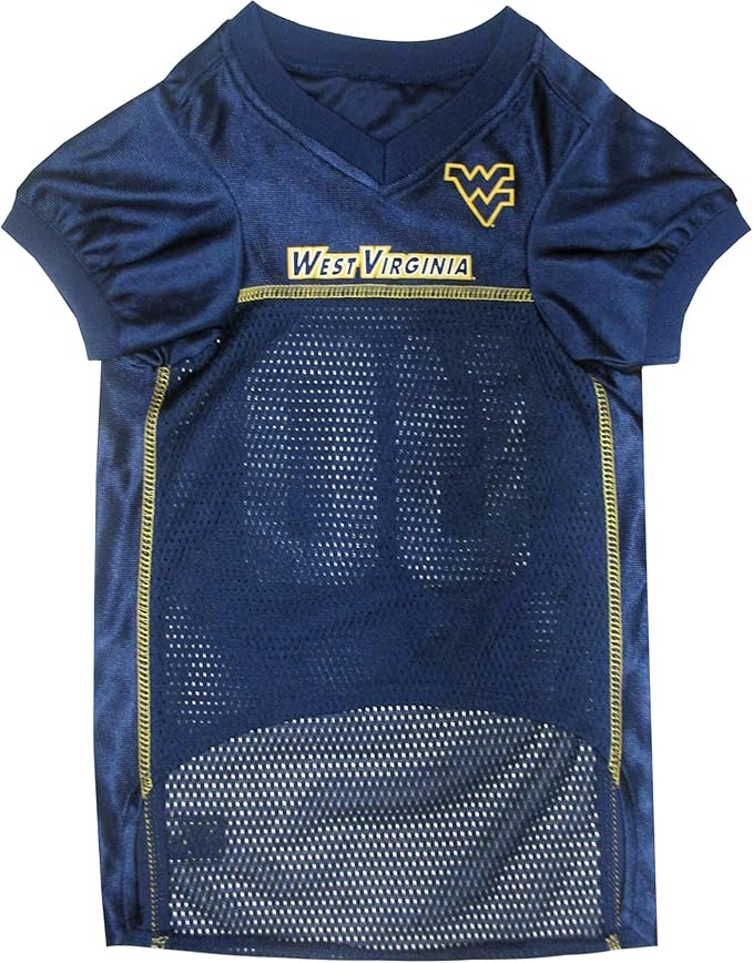 Pets First NCAA College West Virginia Mountaineers Mesh Jersey for DOGS & CATS, XX-Large. Licensed Dog Jersey with your Favorite Football/Basketball College Team