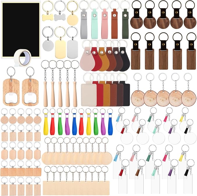 Tondiamo 122 Pcs Laser Engraving Blanks Keychains Bulk Laser Cutting Engraving