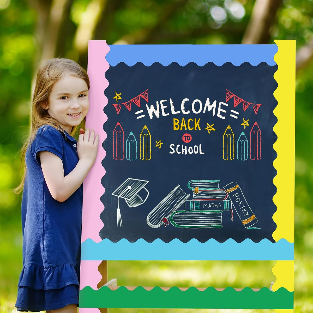 Aodaer 12 Rolls 787.4 Feet Scalloped Bulletin Board Borders Multicolor Classroom Borders Back to School Bulletin Board Decoration Rolled Border Trim for Classroom Decoration