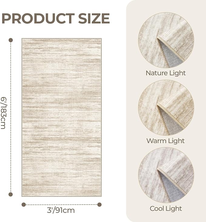3x6 Runner Rug Non Slip, Thin Entryway Washable Rug