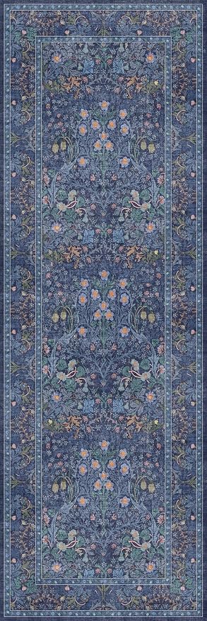 Hazo Haus Non Slip 2x6 Dark Blue Kitchen Runner Rug
