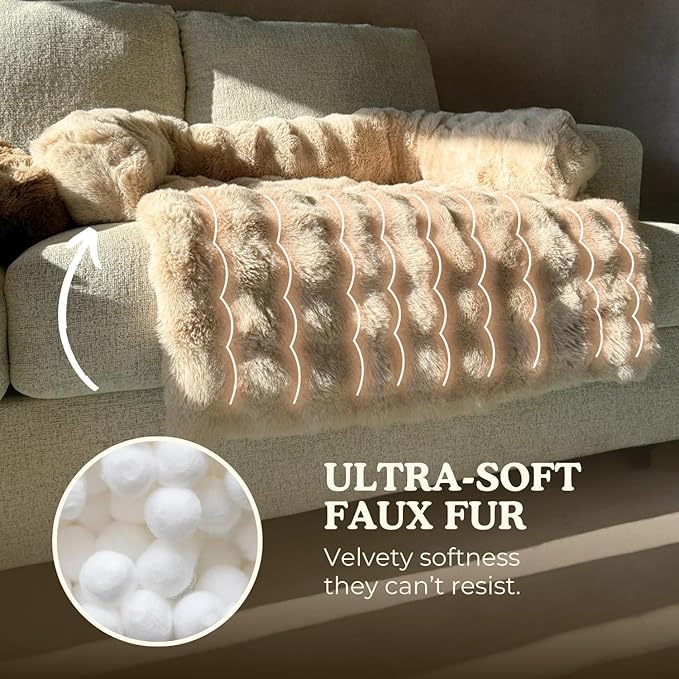 Cloud Pet Sofa Bed, Ultimate Comfort Warm Couch Cover with Fluffy Plush, Anti-Slip Machine Washable Pet Bed Easy to Maintain for Furniture Protector (Black(29.5 * 29.5in))