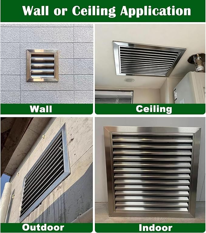 Heat Dissipation Louvered Vent Wall Gable Vents 304 Stainless Steel,