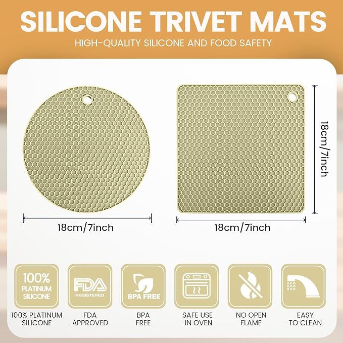 Silicone Trivet Mats 4 Heat Resistant Pot Holders Multipurpose Non-Slip Hot Pads