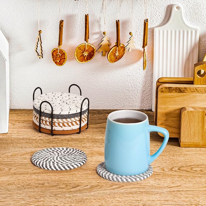 8 Style Drink Coasters with Holder, Absorbent Coasters