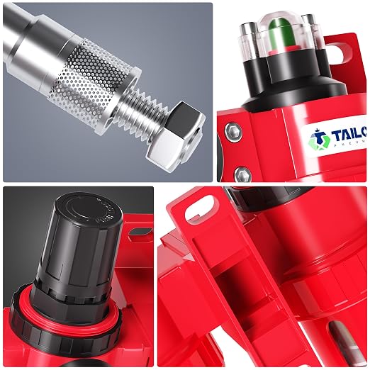 TAILONZ PNEUMATIC 1/2 Inch NPT 0-150 PSI Red Industrial Grade 4 Stage Air