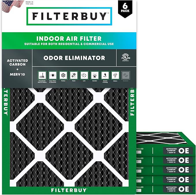 Filterbuy 20x21.5x1 Air Filter MERV 10 Odor & Allergy Defense