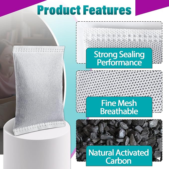 16 Pcs Activated Charcoal Odor Absorbing Filter Refills, Compatible