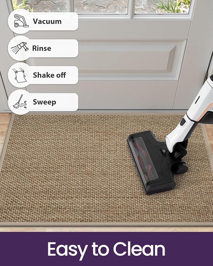 DEXI Ultra Thin Entryway Indoor Door Mat 17x30, Non Slip Rubber Backing Inside