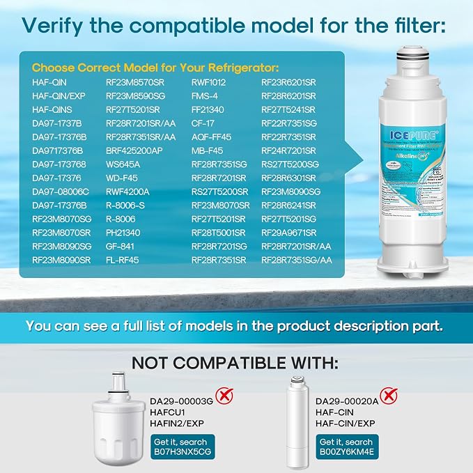 ICEPURE Alkaline DA97-17376B Refrigerator Water Filter Replacement