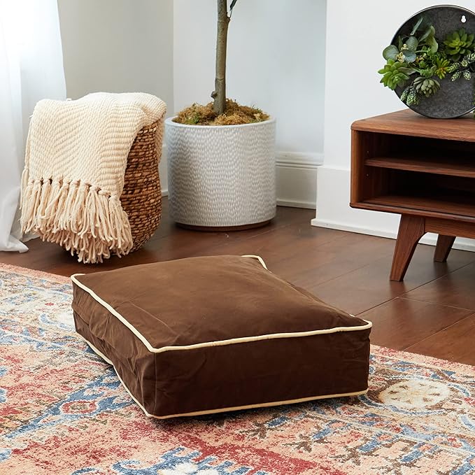 South Pine Porch Buddy Reversible Rectangle Pillow Style Microfiber Dog Bed with Removable, Machine-Washable Cover, Cocoa, Extra Small (24 in. x 18 in.)