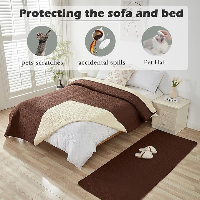 Waterproof Dog Bed Cover Pet Blanket, Soft Pet Couch Covers for Sofa Washable, Bed Couch Sofa Furniture Protector for Puppy Cat Kids (Brown,100 * 127 CM)